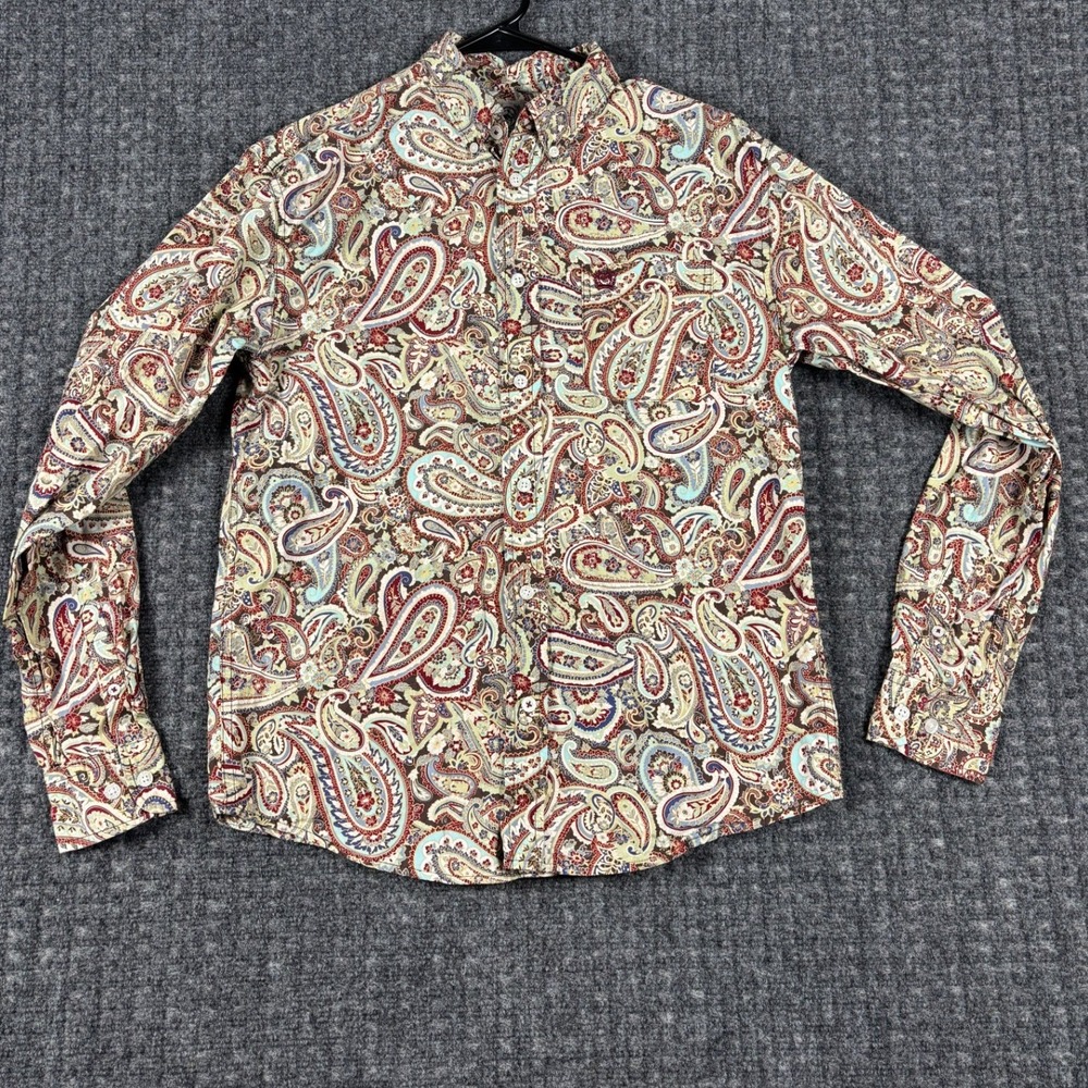 Cinch Paisley Button Down Shirt Long Sleeve Western Multi Color Kids XL 14